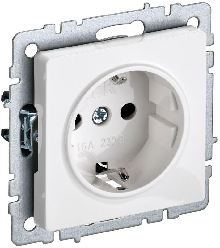розетка brite рс11-1-0-брб 16а с заземл. без защ. шторки бел. iek br-r11-16-k01 с доставкой по МСК, категория розетка штепсельная
