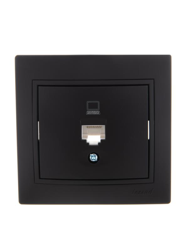 розетка компьютерная 1-м сп mira rj45 черн. бархат lezard 701-4242-139 с доставкой по МСК, категория розетка медная коммуникационная (витая пара)