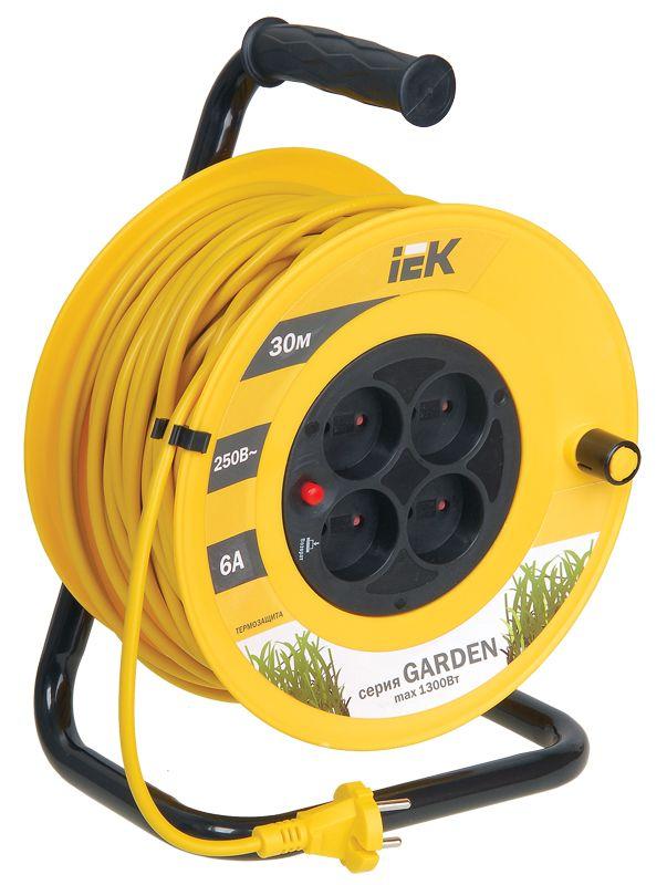 удлинитель на катушке 4х30м без заземл. 6а ip20 garden ук30 2х0.75 термозащита iek wkp23-06-04-30 с доставкой по МСК, категория удлинитель кабельный на катушке/барабане