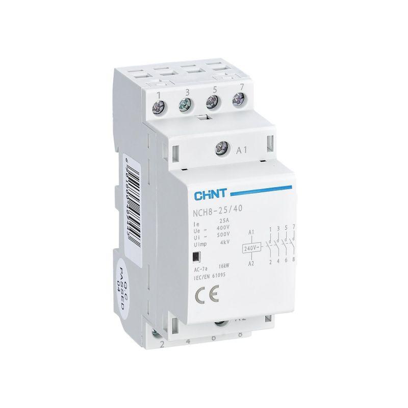 контактор модульный nch8-25/40 25а 4но ac 220/230в 50гц (r) chint 256089 с доставкой по МСК, категория пускатель магнитный модульный для распределительных щитов
