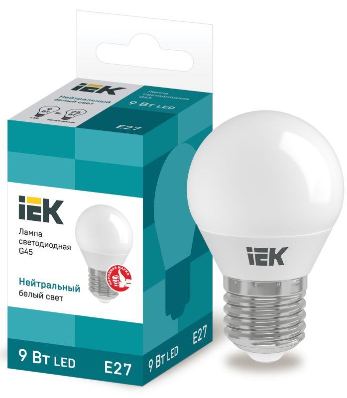 лампа светодиодная eco g45 9вт шар 4000к нейтр. бел. e27 230в iek lle-g45-9-230-40-e27 с доставкой по МСК, категория лампа светодиодная