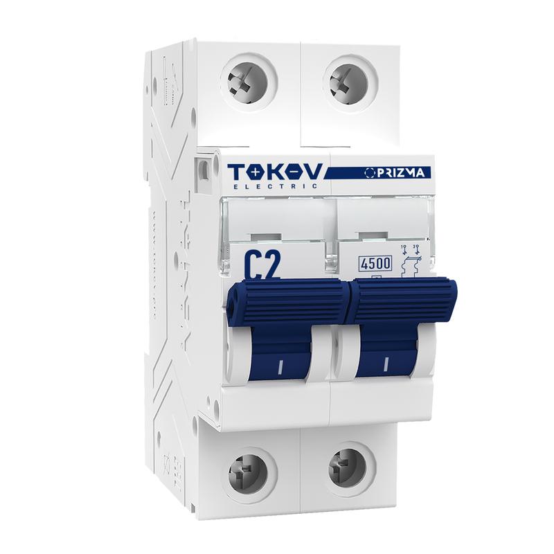 выключатель автоматический модульный 2п 2а 4.5ка х-ка c tokov electric tke-pz45-mcbi-2-2-c с доставкой по МСК, категория выключатель автоматический модульный