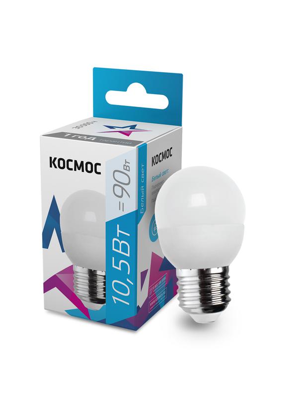 лампа светодиодная 10.5вт шар 4500к бел. e27 220в космос lkeled10.5wgl45e2745 с доставкой по МСК, категория лампа светодиодная