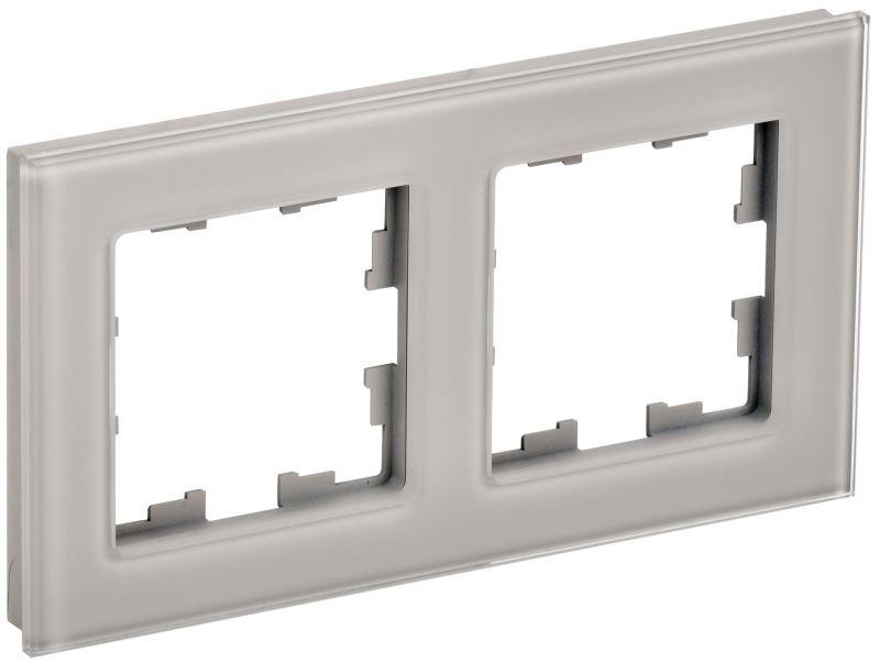 рамка 2-м brite ру-2-2-брд стекло дым. iek br-m22-g-k30 с доставкой по МСК, категория рамка декоративная для электроустановочных устройств
