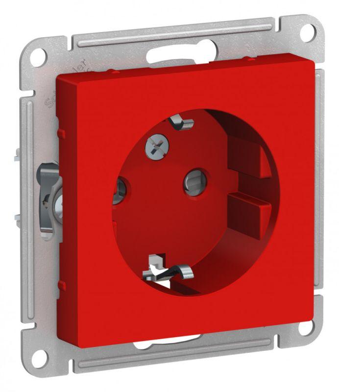 розетка 1-м сп atlasdesign 16а ip20 с заземл. защ. шторки механизм красн. se atn002045 с доставкой по МСК, категория розетка штепсельная