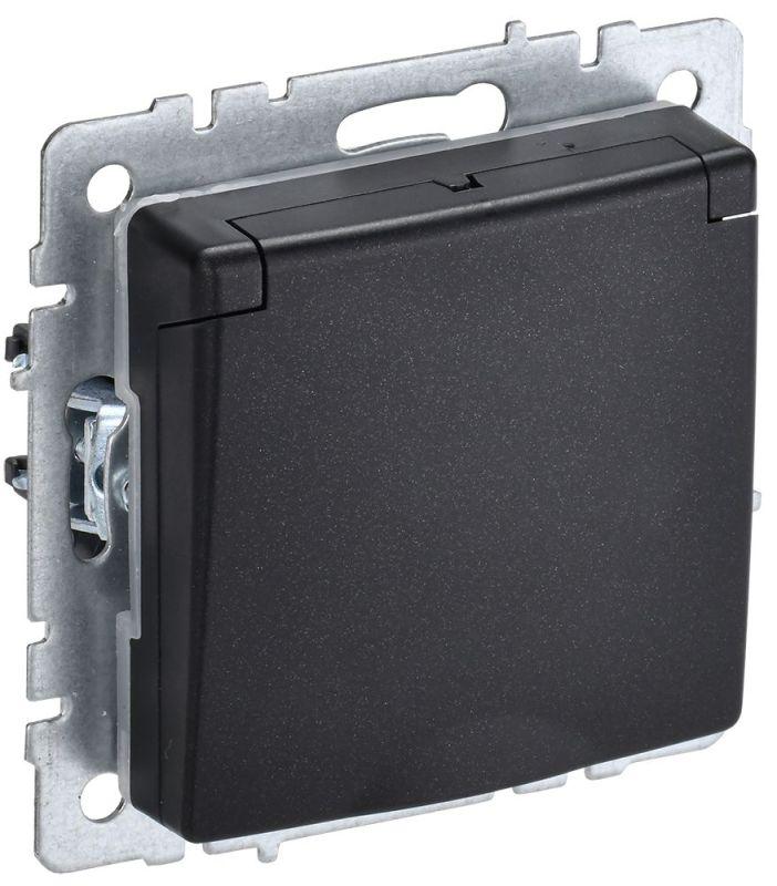 розетка brite рсбш10-3-брч 16а ip20 с заземл. защ. шторки с крышкой механизм черн. iek br-r16-16-k02 с доставкой по МСК, категория розетка штепсельная