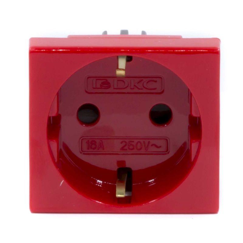 розетка 1-м 2мод. viva 16а ip20 2p+e с заземл. защ. шторки красн. dkc 45015 с доставкой по МСК, категория розетка штепсельная