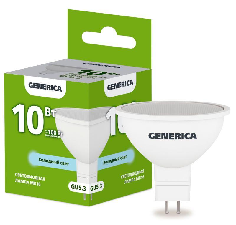 лампа светодиодная mr16 10вт софит 6500к gu5.3 230в generica ll-mr16-10-230-65-gu5-g с доставкой по МСК, категория лампа светодиодная