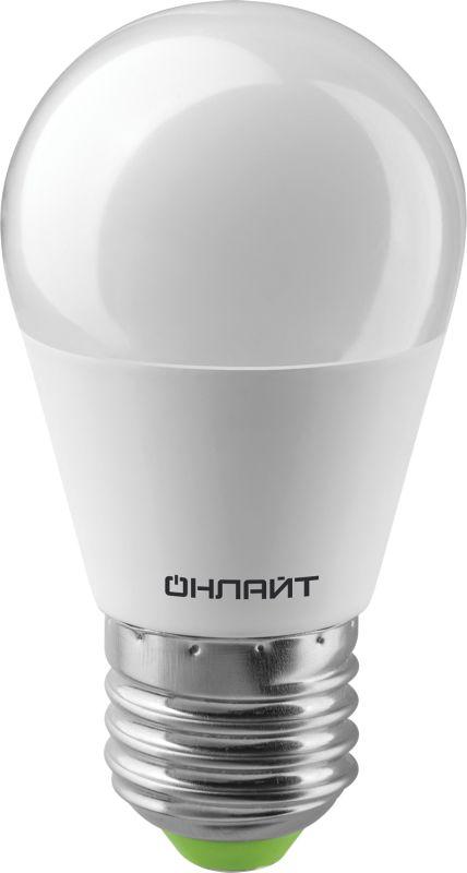 лампа светодиодная 71 627 oll-g45-8-230-4k-e27 8вт шар 4000к нейтр. бел. e27 600лм 230-264в онлайт 71627 с доставкой по МСК, категория лампа светодиодная