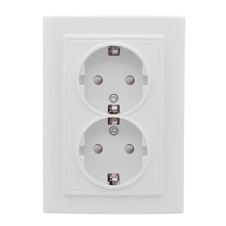 розетка 2-м сп минск 16а ip20 с заземл. защ. шторки бел. basic ekf err16-128-100 с доставкой по МСК, категория розетка штепсельная