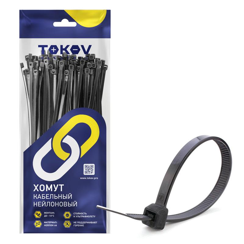 хомут кабельный нейлоновый черн. 3.6х300 (уп.100шт) tokov electric tke-hns-3.6-300-b/100 с доставкой по МСК, категория хомут кабельный (стяжка)