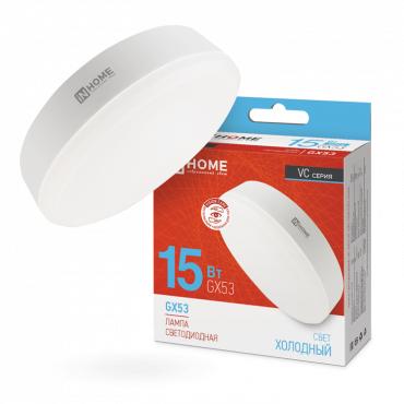лампа светодиодная led-gx53-vc 15вт таблетка 6500к холод. бел. gx53 1430лм 230в in home 4690612020839 с доставкой по МСК, категория лампа светодиодная