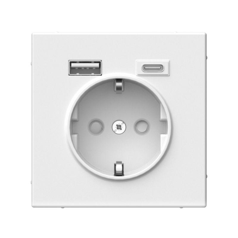 розетка artgallery 16а с 2-мя заряд. устройствами usb a+c 5в/2.4а/3а 2х5в/1.5а механизм бел. se gal000132 с доставкой по МСК, категория розетка штепсельная