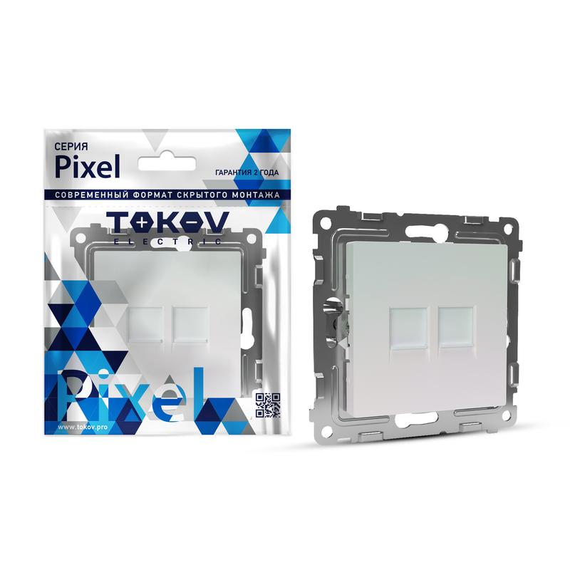 розетка компьютерная 2-м сп pixel rj45 кат.5e механизм перламутр. tokov electric tke-px-rc2-c04 с доставкой по МСК, категория розетка медная коммуникационная (витая пара)