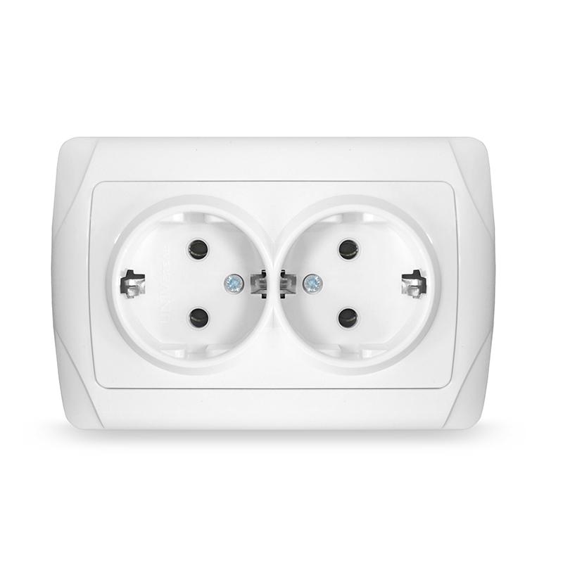 розетка 2-м сп маргарита 16а ip20 с заземл. бел. universal м0128 с доставкой по МСК, категория розетка штепсельная