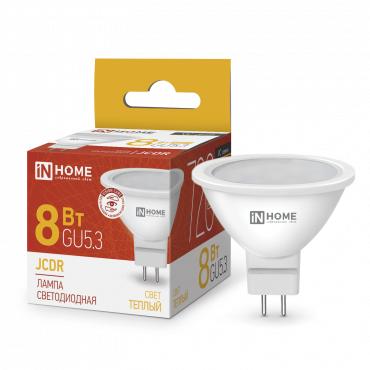 лампа светодиодная led-jcdr-vc 8вт рефлектор 3000к тепл. бел. gu5.3 720лм 230в in home 4690612020327 с доставкой по МСК, категория лампа светодиодная