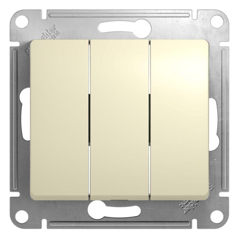 выключатель 3-кл. сп glossa 10а ip20 (сх. 1+1+1) 10ax механизм беж. se gsl000231 с доставкой по МСК, категория выключатели, переключатели