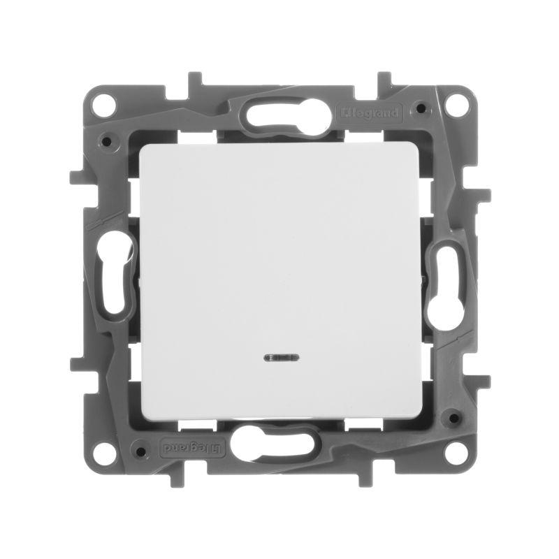 переключатель 1-кл. сп etika plus 10а ip20 250в 10ax с подсветкой безвинтов. зажимы механизм бел. leg 672215 с доставкой по МСК, категория выключатели, переключатели