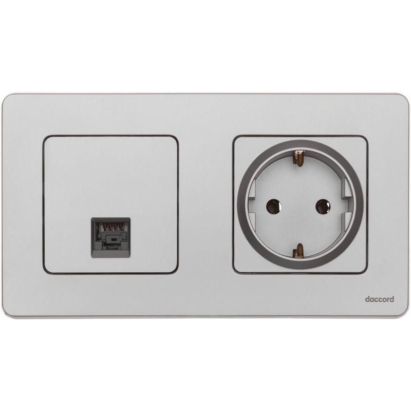 розетка компьютерная inspiria rj45 кат.5e utp алюм. leg 673827 с доставкой по МСК, категория розетка медная коммуникационная (витая пара)