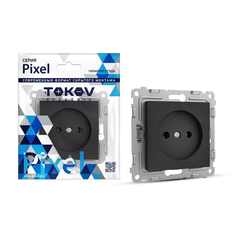 розетка 1-м сп pixel 16а ip20 без заземл. защ. шторки механизм карбон tokov electric tke-px-r1sf-c14 с доставкой по МСК, категория розетка штепсельная