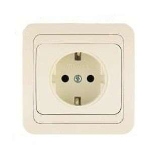 розетка 1-м сп mimoza 16а ip20 с заземл. крем./крем. makel 25028 с доставкой по МСК, категория розетка штепсельная