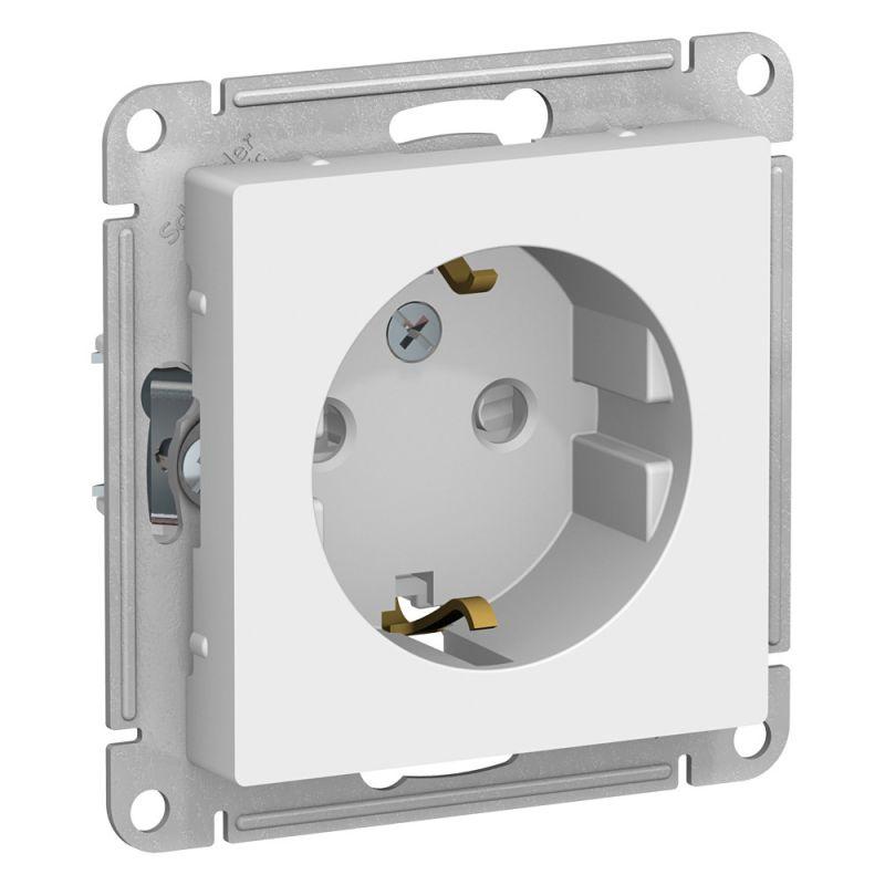 розетка 1-м сп atlasdesign 16а ip20 с заземл. защ. шторки механизм бел. se atn000145 с доставкой по МСК, категория розетка штепсельная