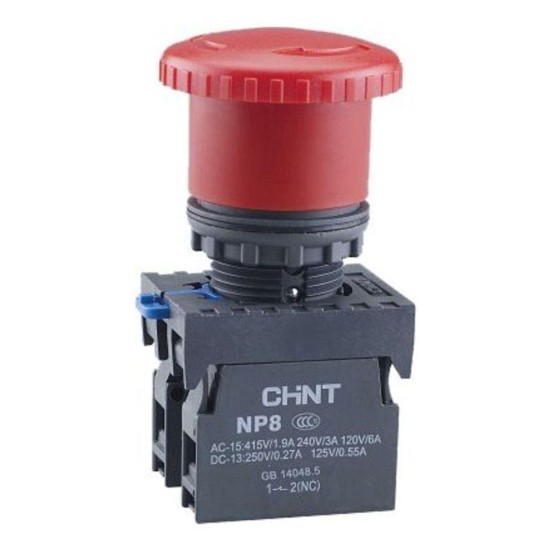кнопка управления "грибок" np8-11zs/14 d40мм 1но+1нз ip65 с фиксацией красн. (r) chint 667129 с доставкой по МСК, категория кнопка нажимная в сборе