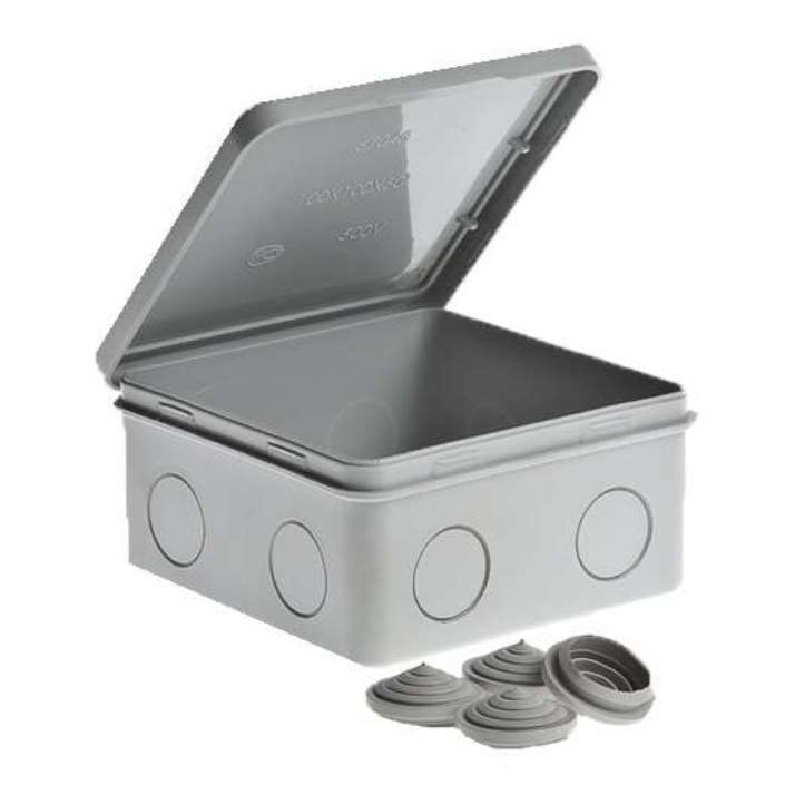 коробка оп тусо распаячная 100х100х50мм откид. крышка ip54 ruvinil 67044 с доставкой по МСК, категория распределительная коробка/корпус для монтажа на стене и на потолке