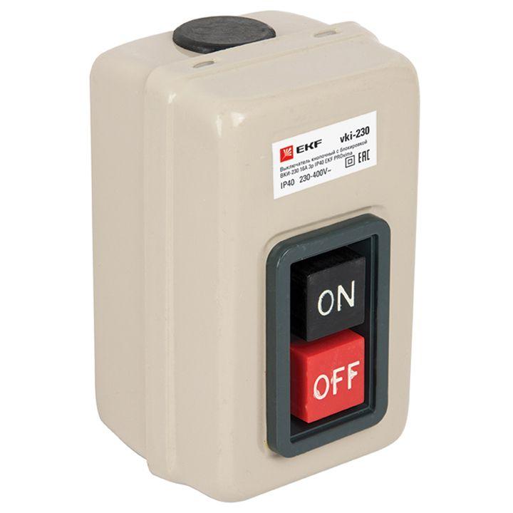 выключатель кнопочный с блокировкой вки-230 3п 16а ip40 proxima ekf vki-230 с доставкой по МСК, категория выключатель-разъединитель
