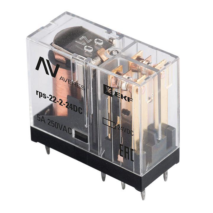 реле промежуточное рп slim 22/2 5а 24в dc averes ekf rps-22-2-24dc с доставкой по МСК, категория реле коммутационное