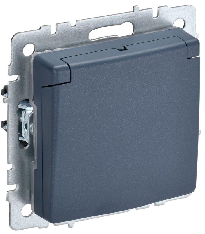 розетка brite рсбш10-3-брм 16а ip20 с заземл. защ. шторки с крышкой маренго iek br-r16-16-k35 с доставкой по МСК, категория розетка штепсельная