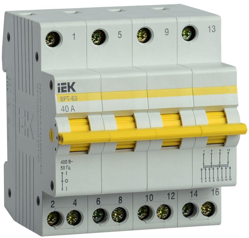 выключатель-разъединитель трехпозиционный 4п врт-63 40а iek mpr10-4-040 с доставкой по МСК, категория выключатель/переключатель модульный для распределительного щита