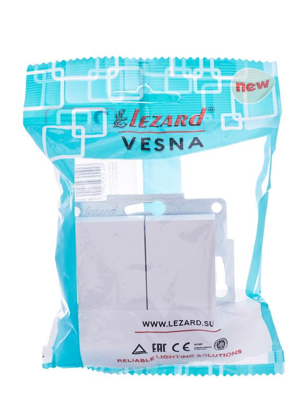 выключатель 2-кл. сп vesna механизм бел. lezard 742-0288-101 с доставкой по МСК, категория выключатели, переключатели