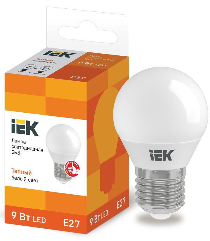 лампа светодиодная eco g45 9вт шар 3000к e27 230в iek lle-g45-9-230-30-e27 с доставкой по МСК, категория лампа светодиодная