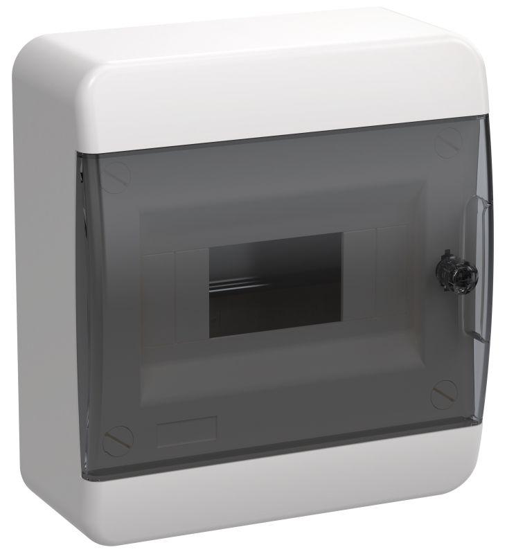 корпус пластиковый щрн-п-8 ip41 черн. прозр. дверь tekfor iek tf5-kp12-n-08-41-k01-k03 с доставкой по МСК, категория щиток распределительный малогабаритный