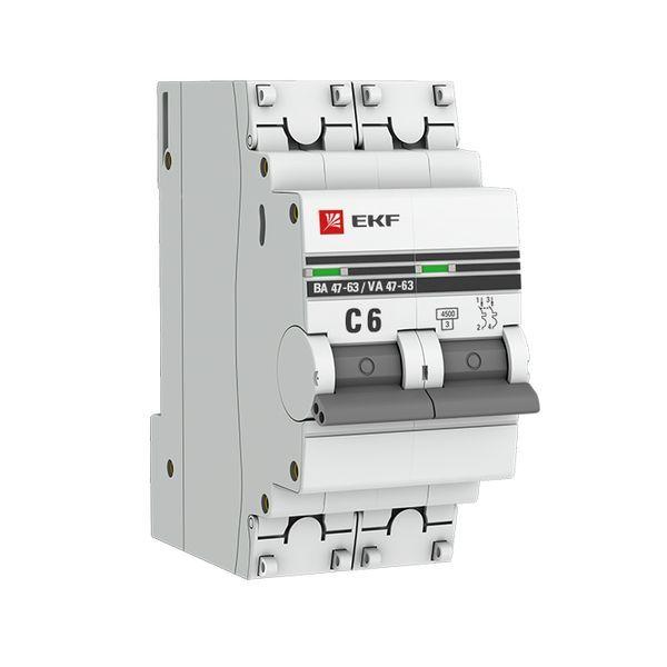 выключатель автоматический модульный 2п c 6а 4.5ка ва 47-63 proxima ekf mcb4763-2-06c-pro с доставкой по МСК, категория выключатель автоматический модульный