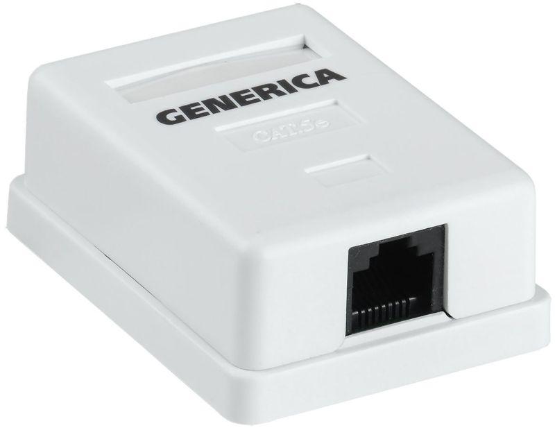 розетка компьютерная 1-м оп rj45 кат.5e utp generica cs2-1c5eu-12-g с доставкой по МСК, категория розетка медная коммуникационная (витая пара)