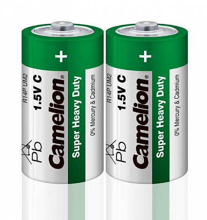 элемент питания солевой c/r14 r14p-sp2g 1.5в sr-2 (уп.2шт) camelion 1661 с доставкой по МСК
