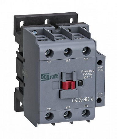 Контактор КМ-102 3п 80А кат. 230В AC 1НО+1НЗ AC-3 AC-4 DEKraft 22009DEK контактор км-102 3п 80а кат. 230в ac 1но+1нз ac-3 ac-4 dekraft 22009dek с доставкой по МСК