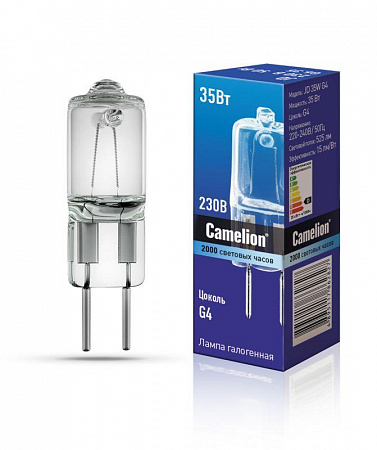 Лампа галогенная JD 35Вт капсула g4 3000К 240В Camelion 10406 лампа галогенная jd 35вт капсула g4 3000к 240в camelion 10406 с доставкой по МСК