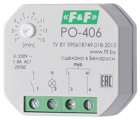 Реле времени PO-406 8А 230В 1НО IP20 задержка выключ./управ. контактом монтаж в коробку d-60мм F&F EA02.001.019 реле времени po-406 8а 230в 1но ip20 задержка выключ./управ. контактом монтаж в коробку d-60мм f&f ea02.001.019 с доставкой по МСК