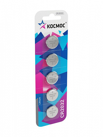 Элемент питания литиевый CR2032 5хBL (блист.5шт) КОСМОС KOC20325BL элемент питания литиевый cr2032 5хbl (блист.5шт) космос koc20325bl с доставкой по МСК