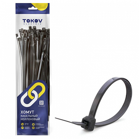 хомут кабельный нейлоновый черн. 4.8х250 (уп.100шт) tokov electric tke-hns-4.8-250-b/100 с доставкой по МСК