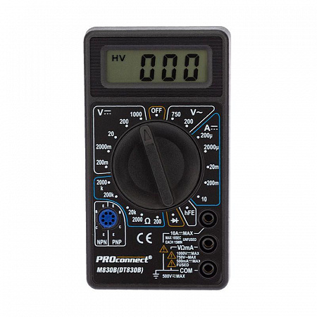 Мультиметр портативный M830B (DT830B) PROCONNECT 13-3011 мультиметр портативный m830b (dt830b) proconnect 13-3011 с доставкой по МСК