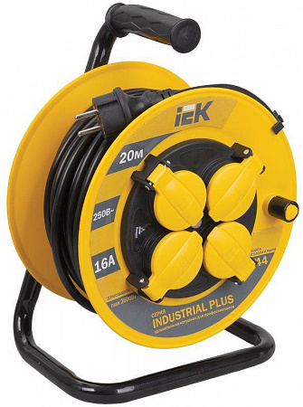 удлинитель на катушке 4х20м с заземл. 16а ip44 industrial plus ук20 3х1.5 термозащита iek wkp15-16-04-20-44 с доставкой по МСК