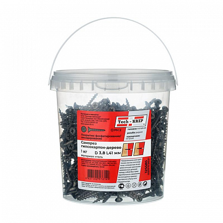 Саморез ШСГД 3.8х41 (уп.1кг) Tech-KREP 125585 саморез шсгд 3.8х41 (уп.1кг) tech-krep 125585 с доставкой по МСК