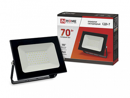 Прожектор светодиодный СДО-7 70Вт 6500К IP65 6300лм 230В черн. IN HOME 4690612034645 прожектор светодиодный сдо-7 70вт 6500к ip65 6300лм 230в черн. in home 4690612034645 с доставкой по МСК