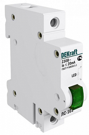 лампа сигнальная лс-101 на din-рейку 1p зел. led dekraft 18004dek с доставкой по МСК