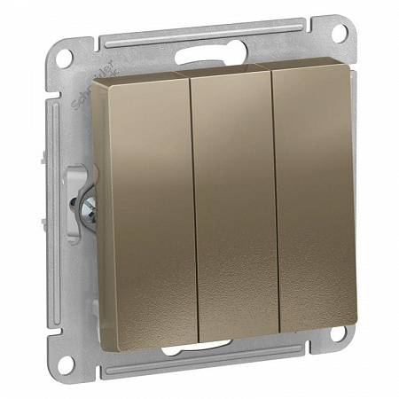 Выключатель 3-кл. СП AtlasDesign 10А IP20 (сх. 1+1+1) 10AX механизм шампань SE ATN000531 выключатель 3-кл. сп atlasdesign 10а ip20 (сх. 1+1+1) 10ax механизм шампань se atn000531 с доставкой по МСК