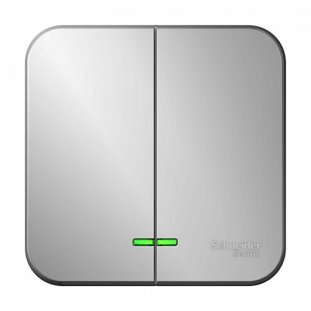 выключатель 2-кл. оп blanca 10а ip20 (сх. 5) 250в с подсветкой с изолир. пластиной алюм. se blnva105113 с доставкой по МСК